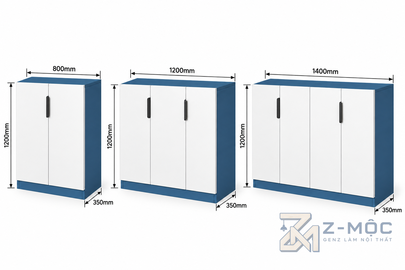 Kích thước chi tiết Tủ Giày Thiết Kế Hiện Đại Tiện Lợi 4 Cánh ZM-95002