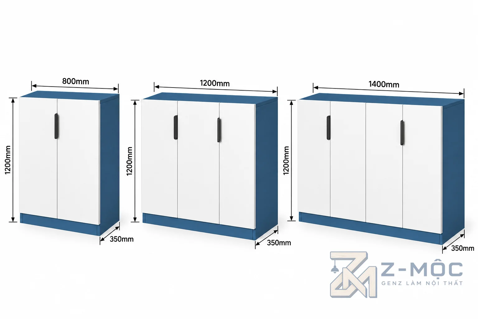 Kích thước chi tiết Tủ Giày Thiết Kế Hiện Đại Tiện Lợi 4 Cánh ZM-95002