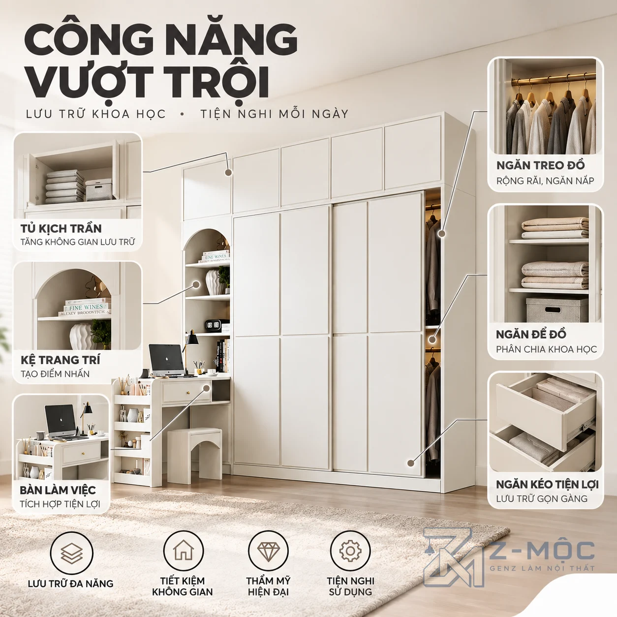 Liền bàn làm việc, tăng công năng sử dụng