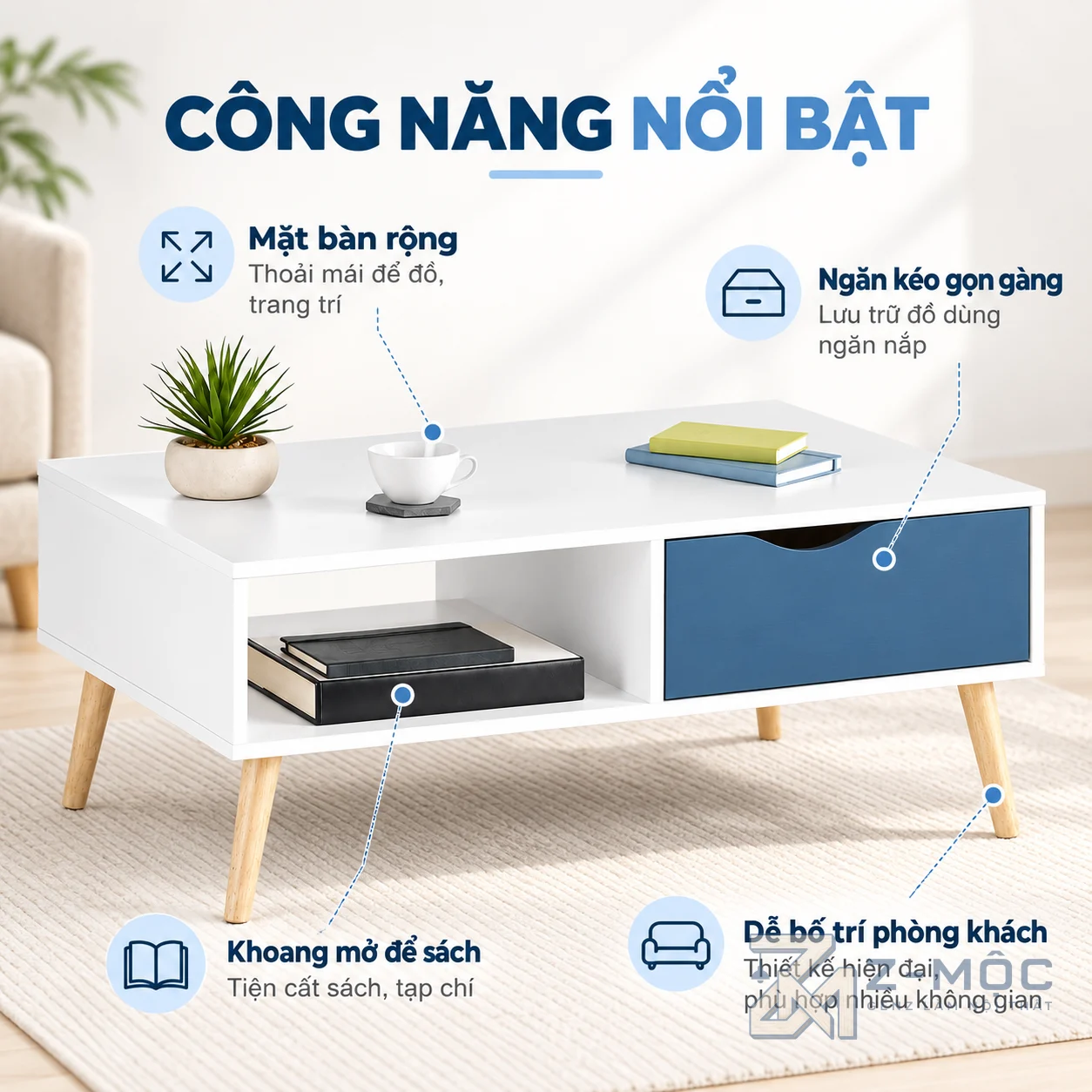 Ngăn kéo và khoang mở hỗ trợ lưu trữ tiện lợi