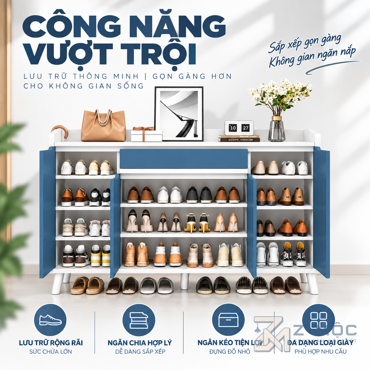 Nhiều khoang chứa, thêm ngăn kéo tiện dụng