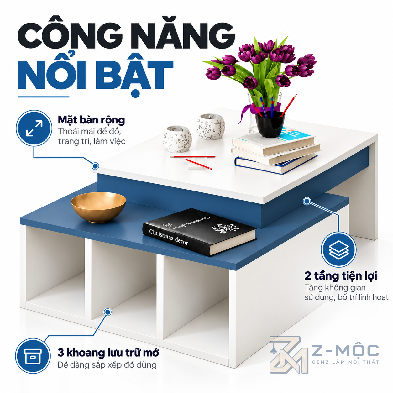 Nhiều khoang mở giúp sắp xếp đồ gọn hơn