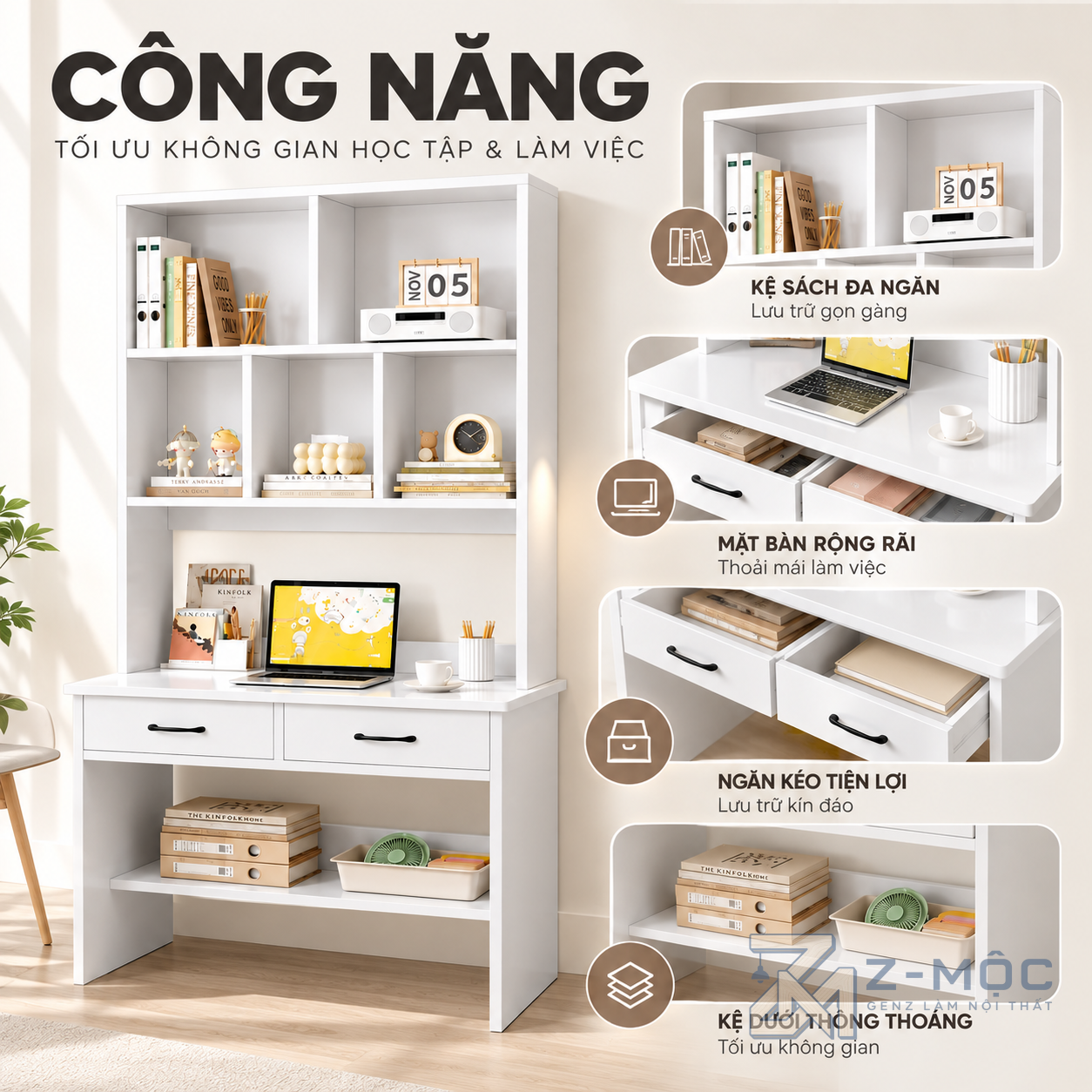Nhiều không gian lưu trữ tiện dụng