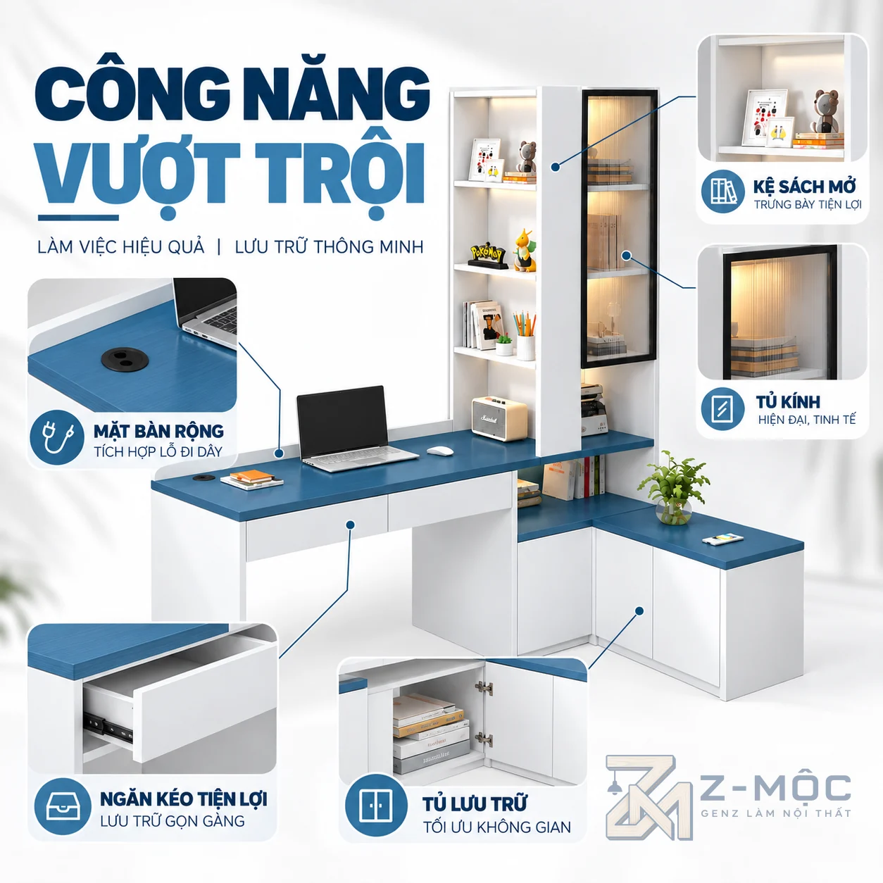 Nhiều không gian lưu trữ tiện lợi