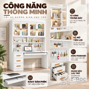Nhiều khu vực lưu trữ cho sách vở và đồ dùng