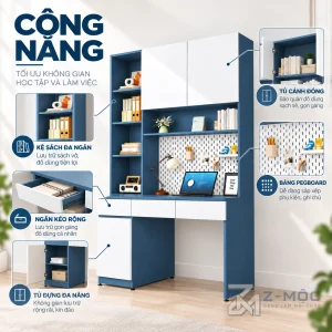 Nhiều ngăn chứa đồ dùng học tập