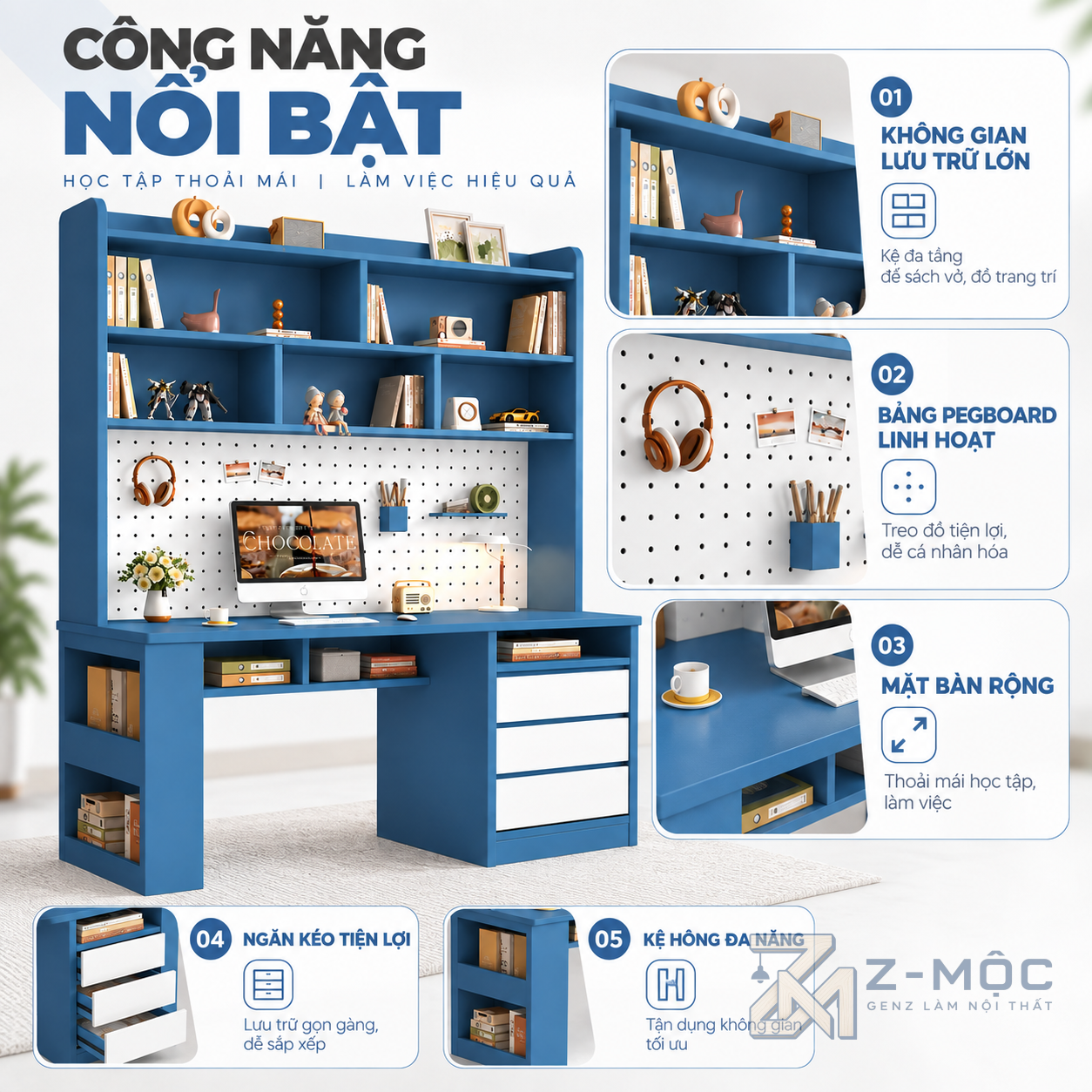 Nhiều ngăn lưu trữ, sử dụng linh hoạt