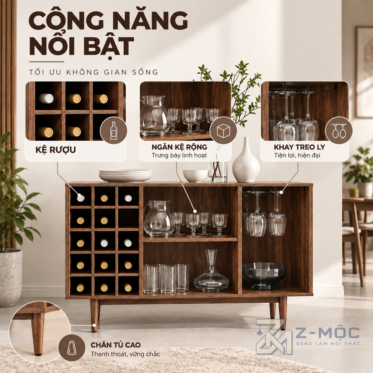 Phân chia công năng rõ ràng