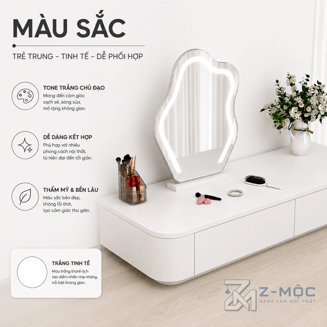 Phù hợp phòng ngủ nhỏ và không gian hiện đại