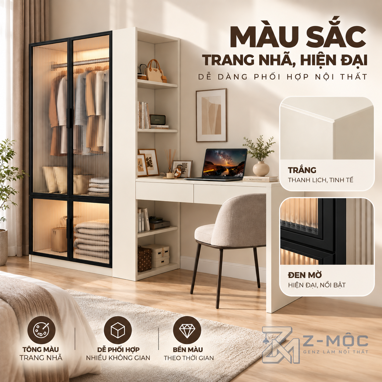 Phù hợp phòng ngủ và góc làm việc tại nhà