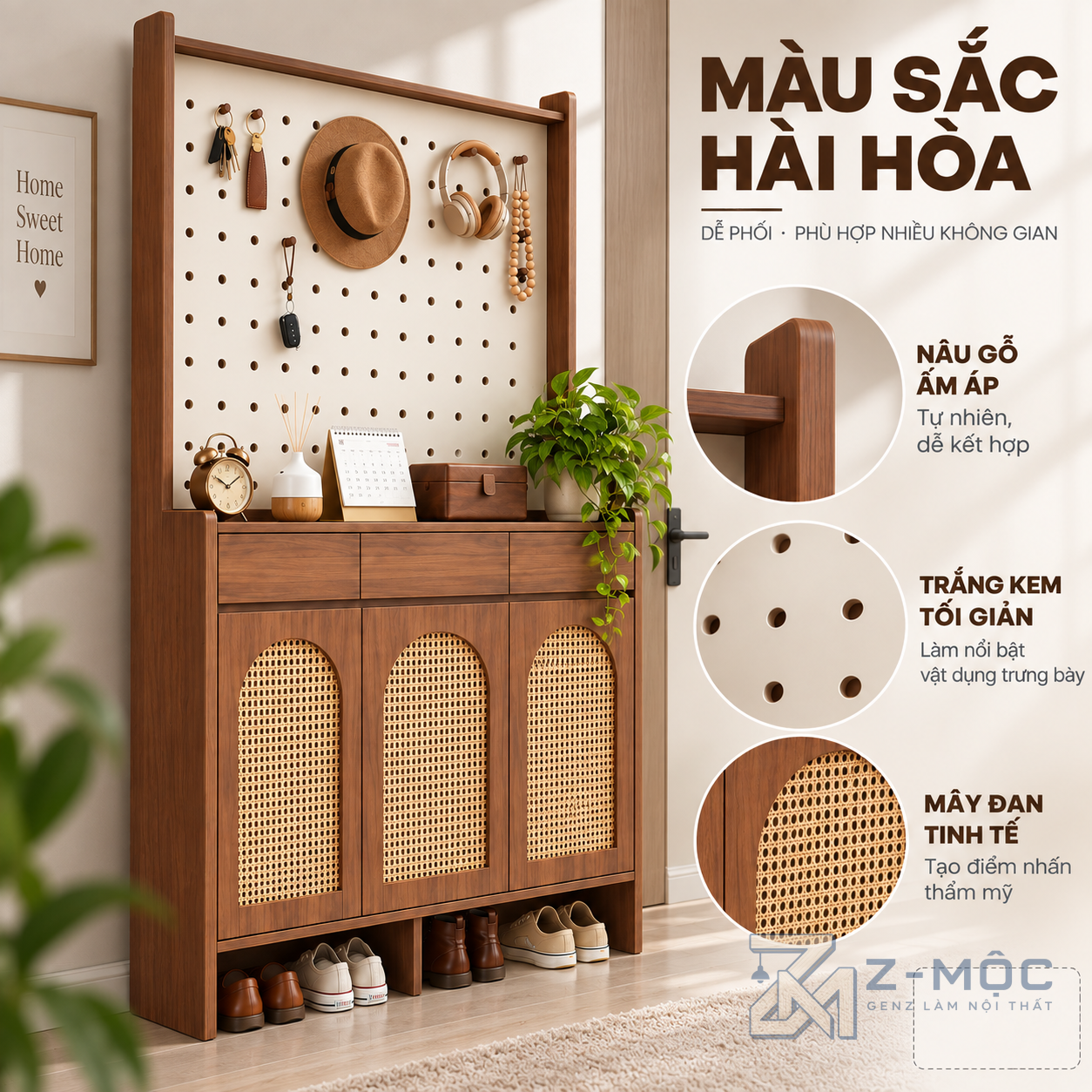 Kết hợp lưu trữ giày dép và phụ kiện