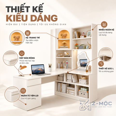 Thiết kế chữ L hiện đại, tận dụng tốt góc phòng