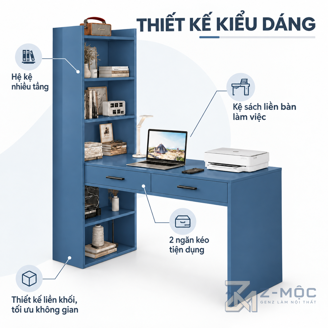 Thiết kế dáng đứng hiện đại, tận dụng không gian