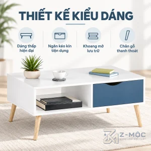 Thiết kế trắng xanh hiện đại, dễ tạo điểm nhấn