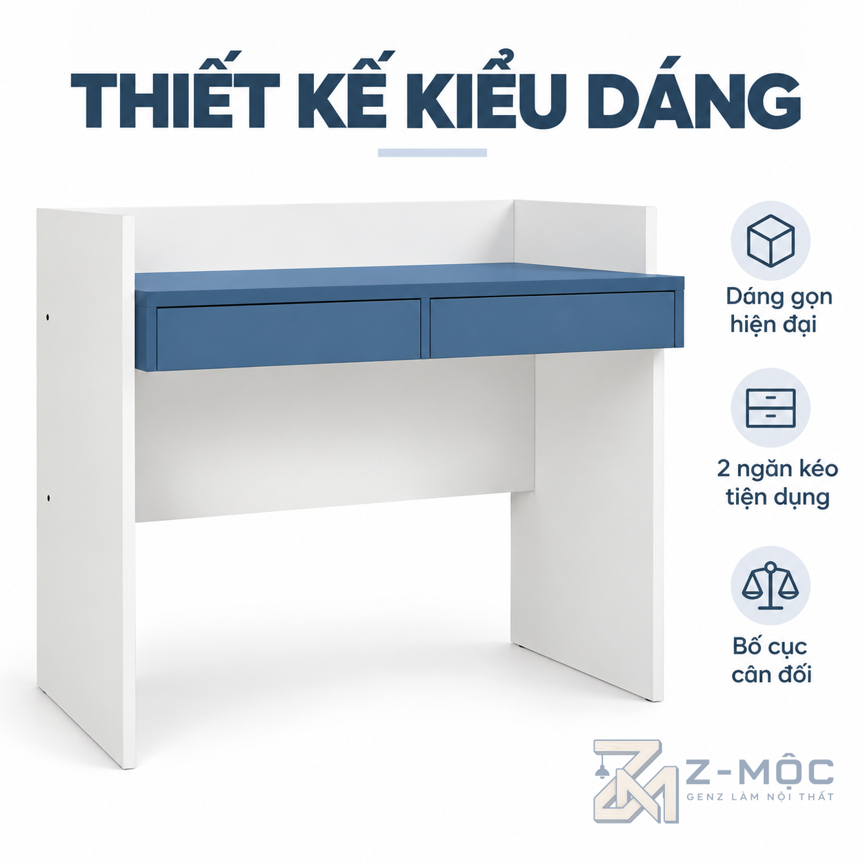 Thiết Kế Trắng Xanh Trẻ Trung, Dễ Phối Nội Thất