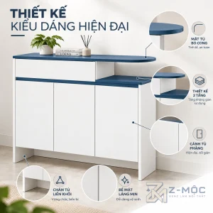 Thiết kế trắng xanh trẻ trung, đường nét mềm mại