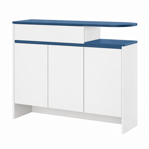 Tủ Giày Màu Trắng Xanh Mặt Tủ Bo Tròn ZM-95008 - 1200x350x1000mm - ZM-95008.2