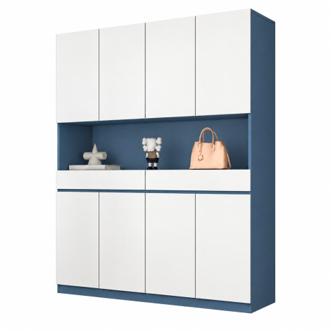 Tủ Giày Trắng Xanh Dáng Cao Hiện Đại ZM-95004 - 1600x350x2000mm - ZM-95004.3