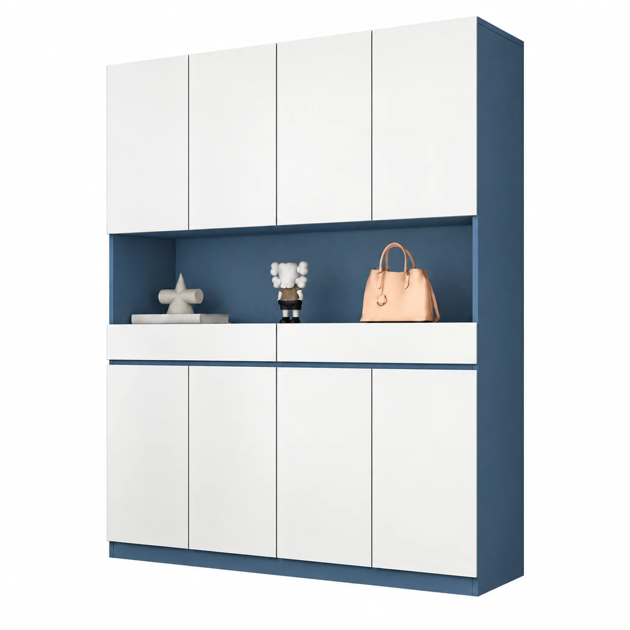 Tủ Giày Trắng Xanh Dáng Cao Hiện Đại ZM-95004 - 1600x350x2000mm - ZM-95004.3