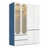 Tủ Quần Áo Cánh Mây Đan Phối Xanh ZM-10054 - 1600x600x2200mm - ZM-10054.2