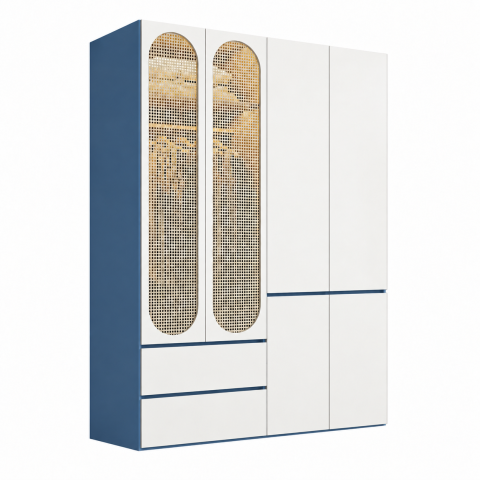 Tủ Quần Áo Cánh Mây Đan Phối Xanh ZM-10054 - 1600x600x2200mm - ZM-10054.2