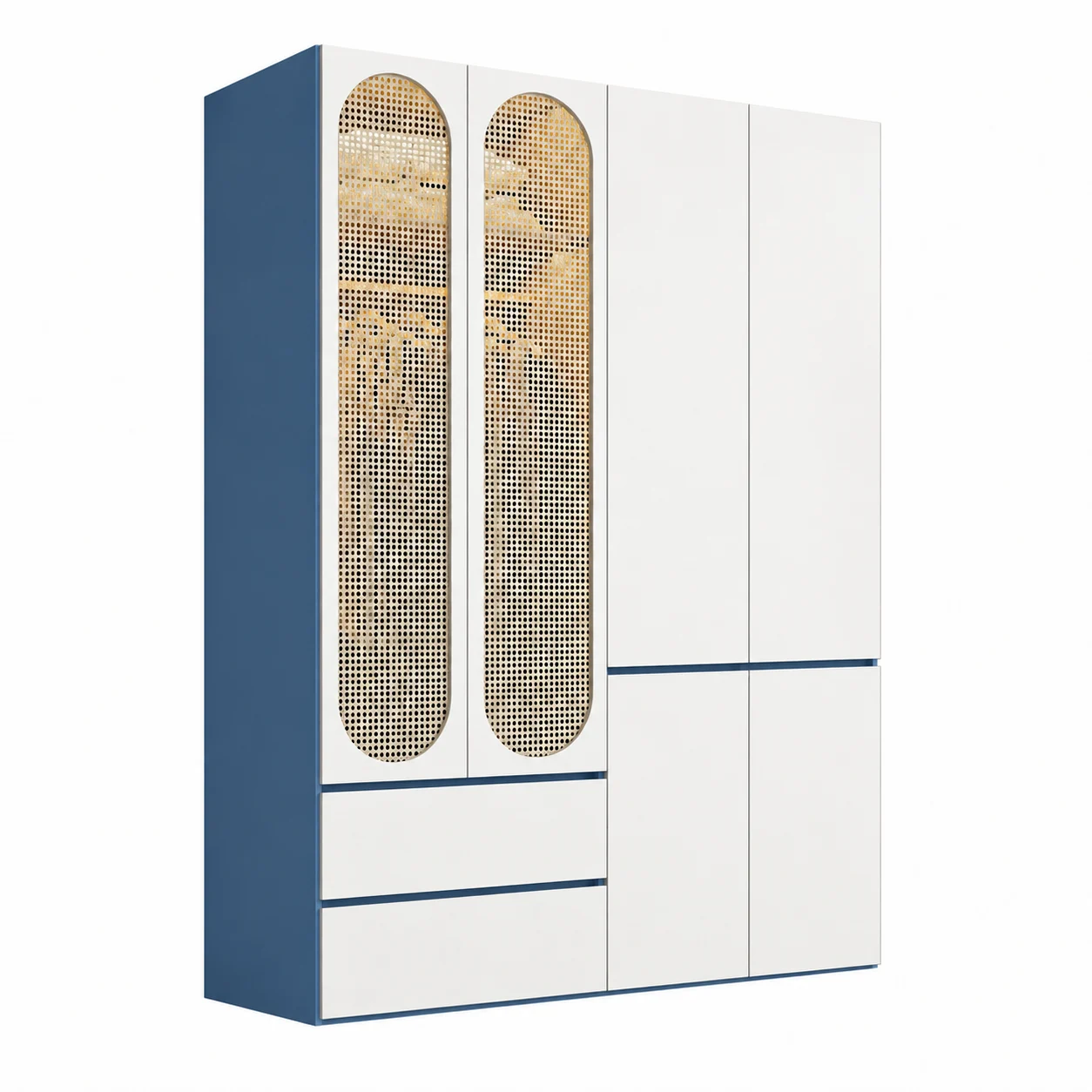Tủ Quần Áo Cánh Mây Đan Phối Xanh ZM-10054 - 1600x600x2200mm - ZM-10054.2