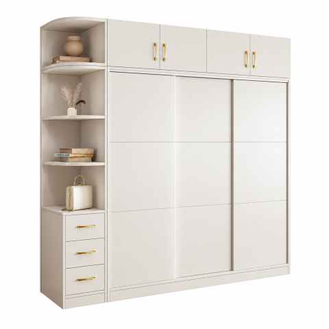 Tủ Quần Áo Cửa Lùa Màu Trắng Có Kệ Mở ZM-10049 - 2000x600x2400mm - ZM-10049.2