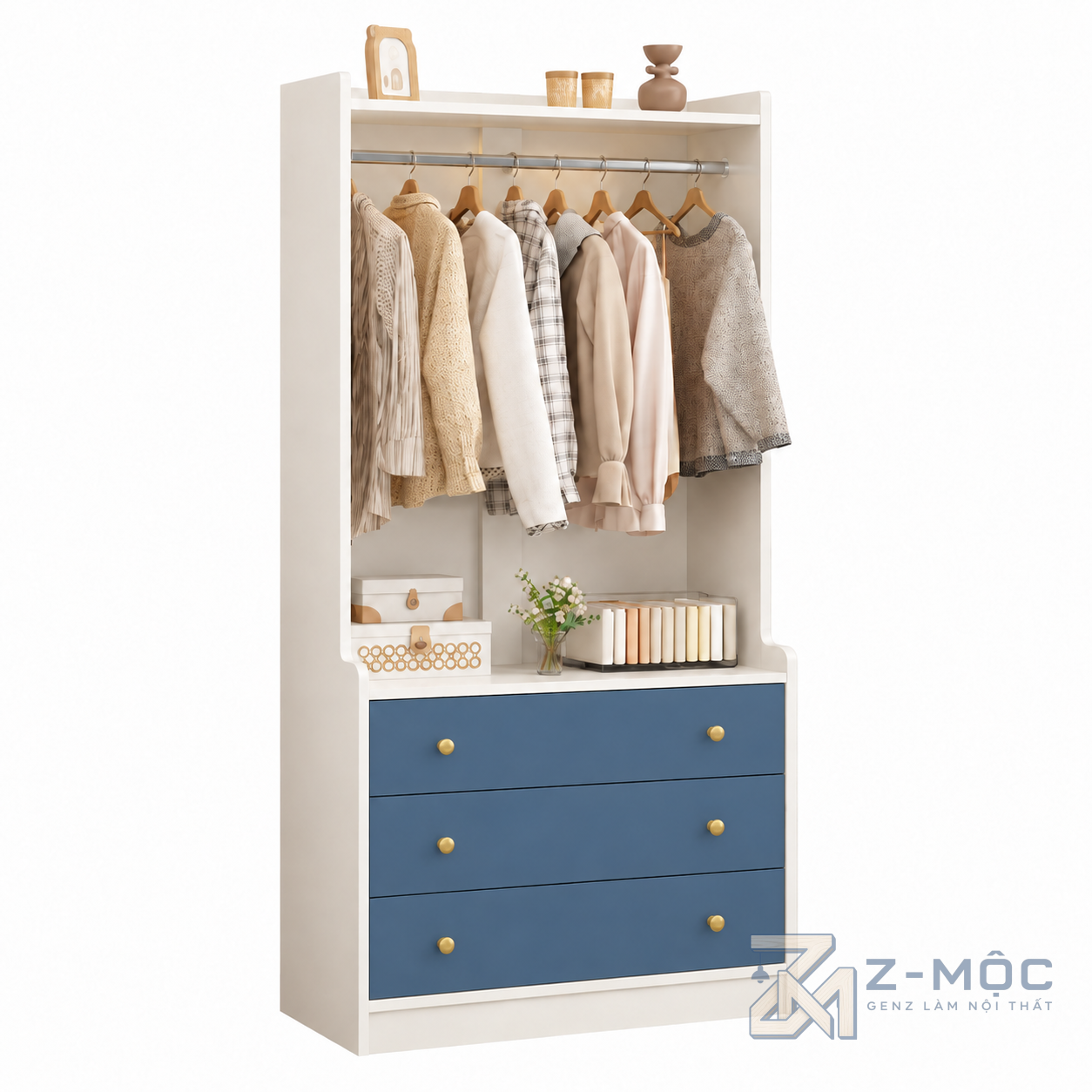 Tủ Quần Áo Mở Có Ngăn Kéo Tiện Ích ZM-10057 - 1000x550x1900mm - ZM-10057.1