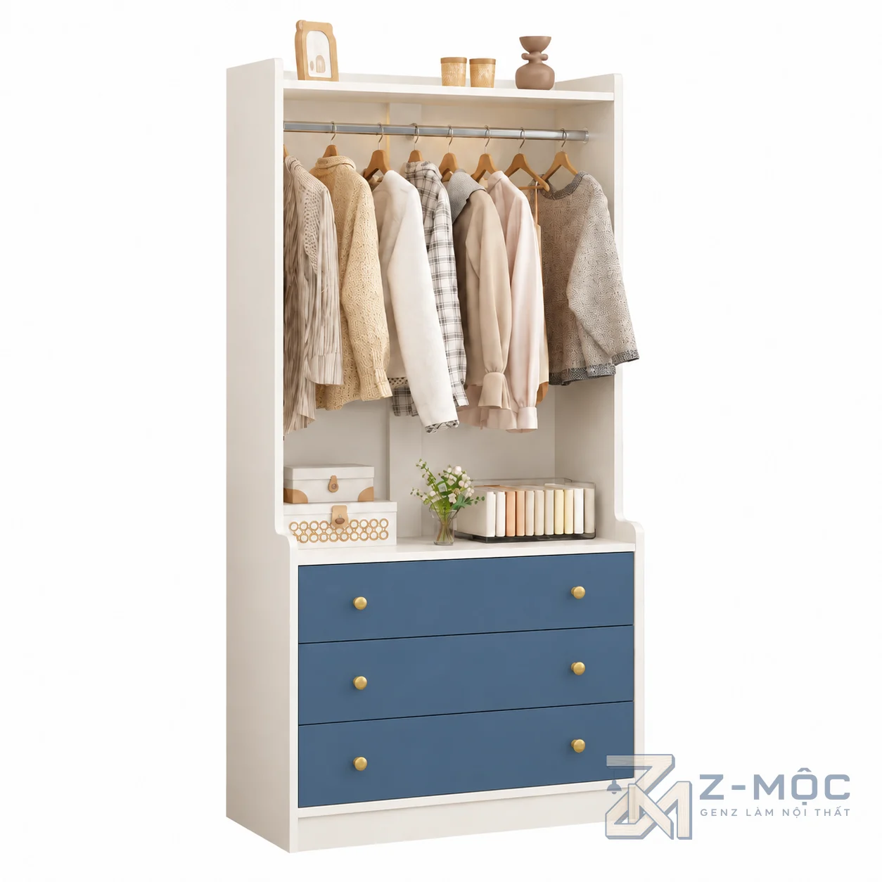 Tủ Quần Áo Mở Có Ngăn Kéo Tiện Ích ZM-10057 - 1000x550x1900mm - ZM-10057.1