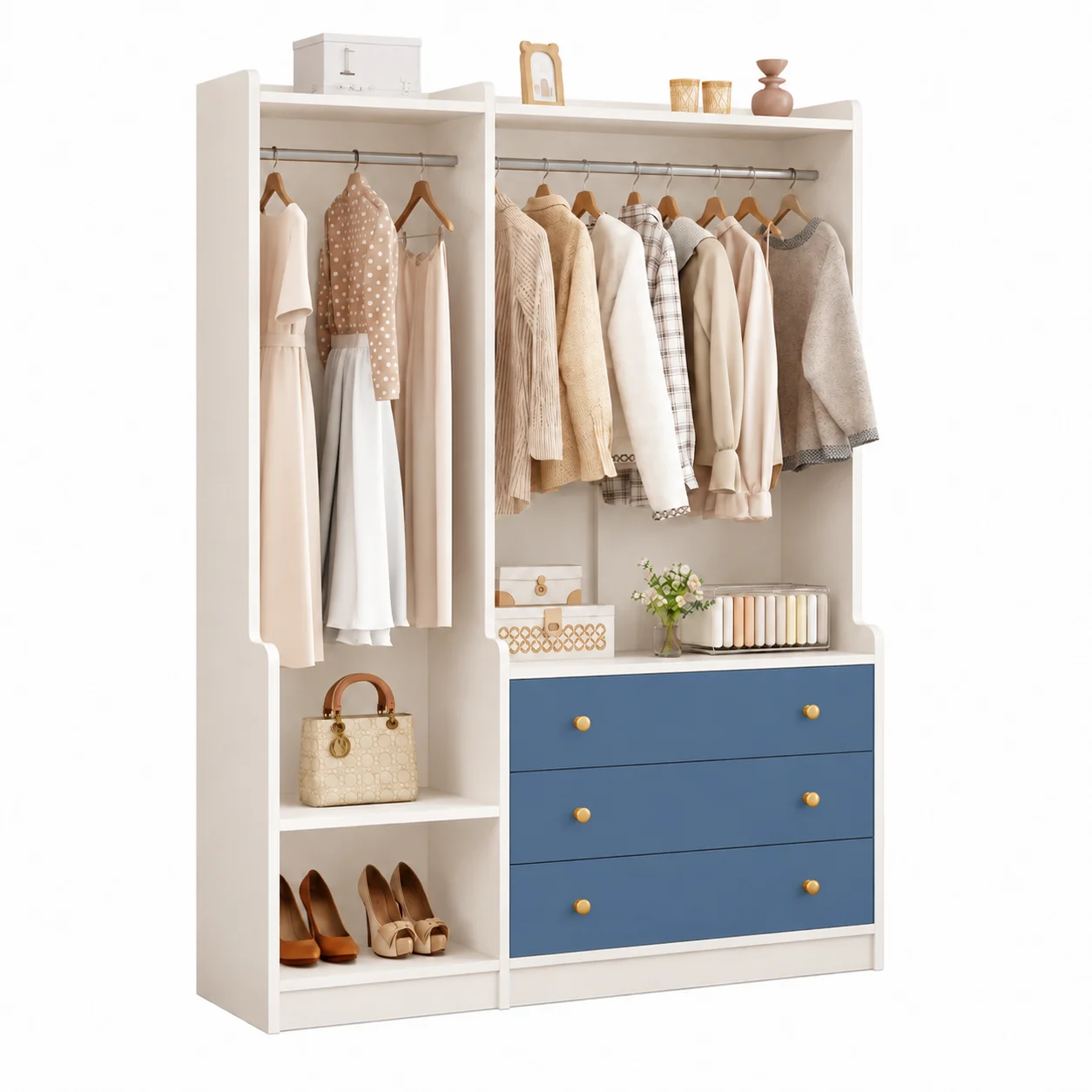 Tủ Quần Áo Mở Có Ngăn Kéo Tiện Ích ZM-10057 - 1400x550x1900mm - ZM-10057.2