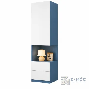 Tủ Quần Áo Trắng Xanh Nhỏ Gọn Tiện Lợi ZM-10055 - 500x600x2000mm - ZM-10055.1