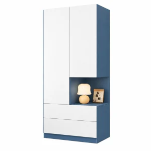 Tủ Quần Áo Trắng Xanh Nhỏ Gọn Tiện Lợi ZM-10055