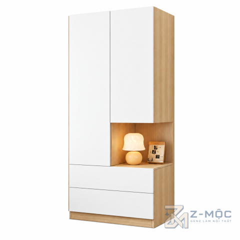 Tủ Quần Áo Trắng Xanh Nhỏ Gọn Tiện Lợi ZM-10055 - ảnh chi tiết 1