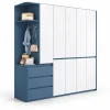 Tủ Quần Áo Xanh Trắng Kèm Kệ Treo Đồ Hiện Đại ZM-10048 - 2400x600x2400mm - ZM-10048.2