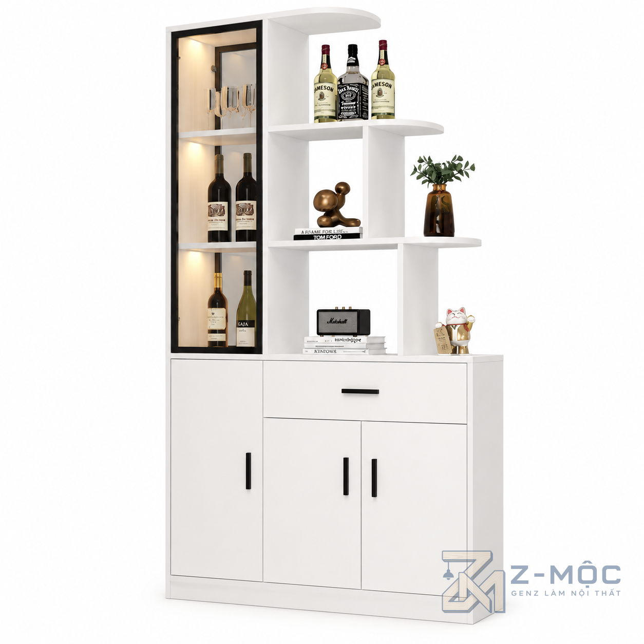 Tủ Rượu Trưng Bày Phòng Khách Màu Xanh Độc Đáo V ZM-93004 - ảnh chi tiết 2