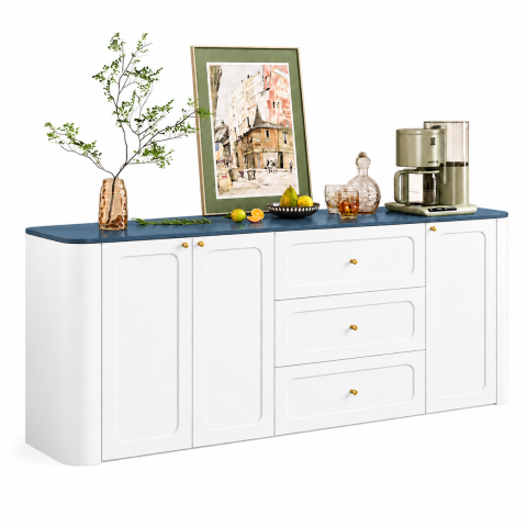 Tủ Trang Trí Màu Trắng Nhiều Ngăn Dáng Dài ZM-94027 - 2200x400x900mm - ZM-94027.1