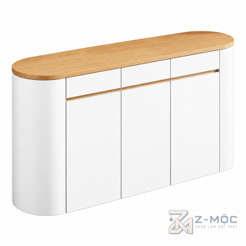 Tủ Trang Trí Thiết Kế Bo Tròn Hiện Đại Màu Trắng Xanh ZM-94028 - ảnh chi tiết 1