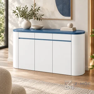 Tủ Trang Trí Thiết Kế Bo Tròn Hiện Đại Màu Trắng Xanh ZM-94028 - ảnh chi tiết 7