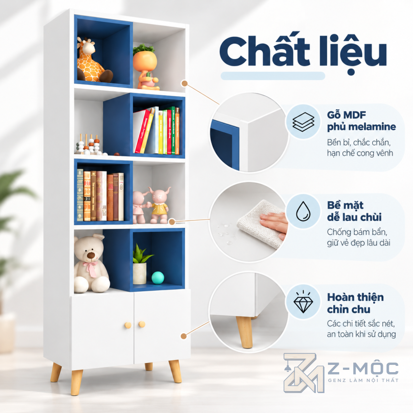 Chất Liệu Gỗ MDF Phủ Melamine Bền Đẹp, Dễ Vệ Sinh