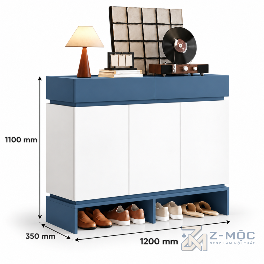 Kích thước chi tiết Tủ Giày Gỗ Công Nghiệp Thiết Kế Độc Đáo ZM-95017 2