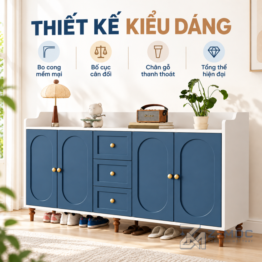 Thiết Kế Sang Trọng Với Điểm Nhấn Cánh Tủ Oval