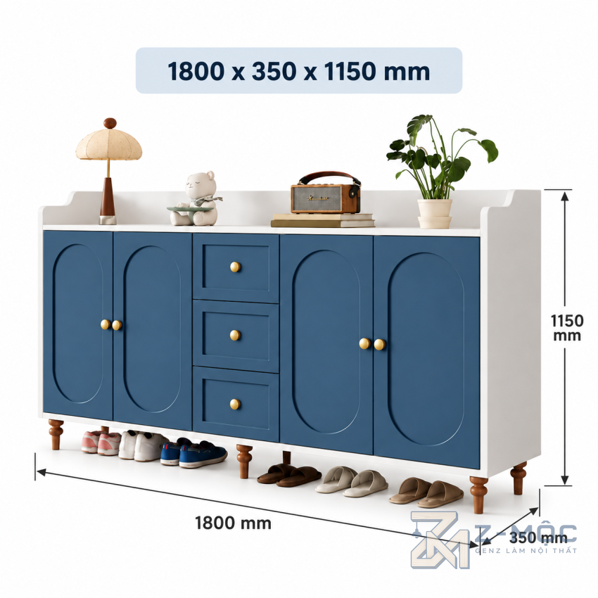 Kích thước chi tiết Tủ Giày Nhiều Ngăn Thiết Kế Sang Trọng ZM-95018 2