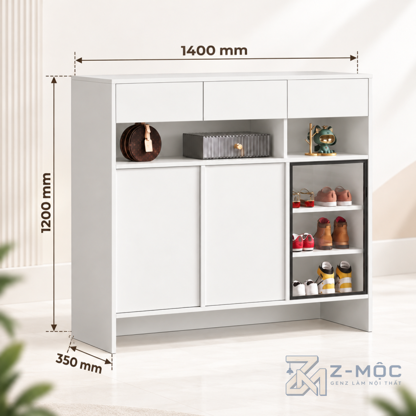 Kích thước chi tiết Tủ Giày Gỗ MDF Kiểu Dáng Đơn Giản Hiện Đại ZM-95019 2