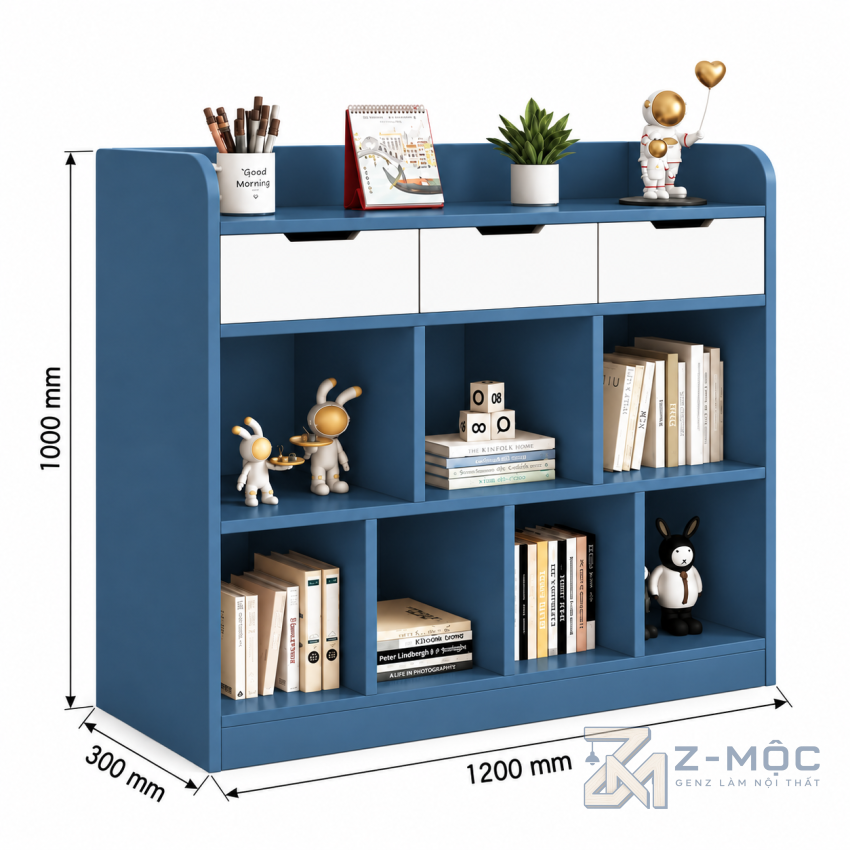 Kích thước chi tiết Kệ Sách Gỗ MDF Nhiều Ngăn Để Đồ Tiện Dụng ZM-71018 2