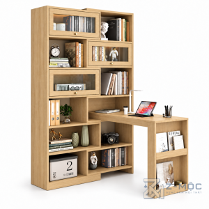 Bàn Học Chữ L Liền Kệ Sách Xanh Có Tủ Kính ZM-70099 - ảnh chi tiết 1