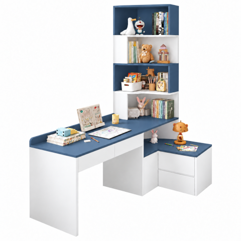 Bàn Học Gỗ Công Nghiệp Liền Kệ Sách Hiện Đại ZM-70093 - 2000x600x2000mm - ZM-70093.1