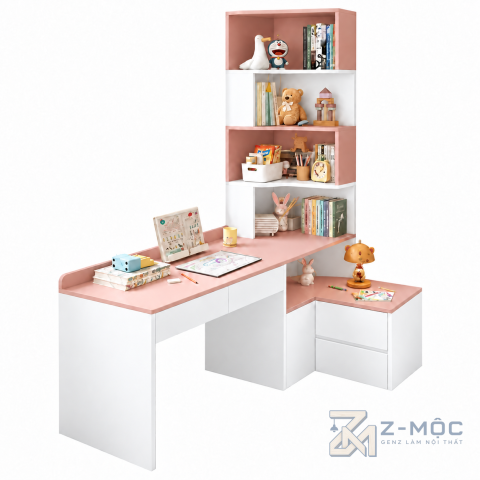 Bàn Học Gỗ Công Nghiệp Liền Kệ Sách Hiện Đại ZM-70093 - ảnh chi tiết 1