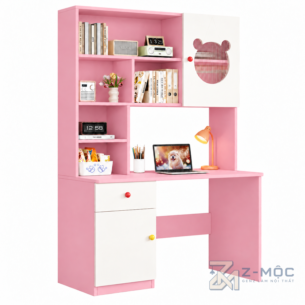 Bàn Học Liền Giá Sách Cánh Tủ Hình Gấu Xinh Xắn ZM-70094 - ảnh chi tiết 1