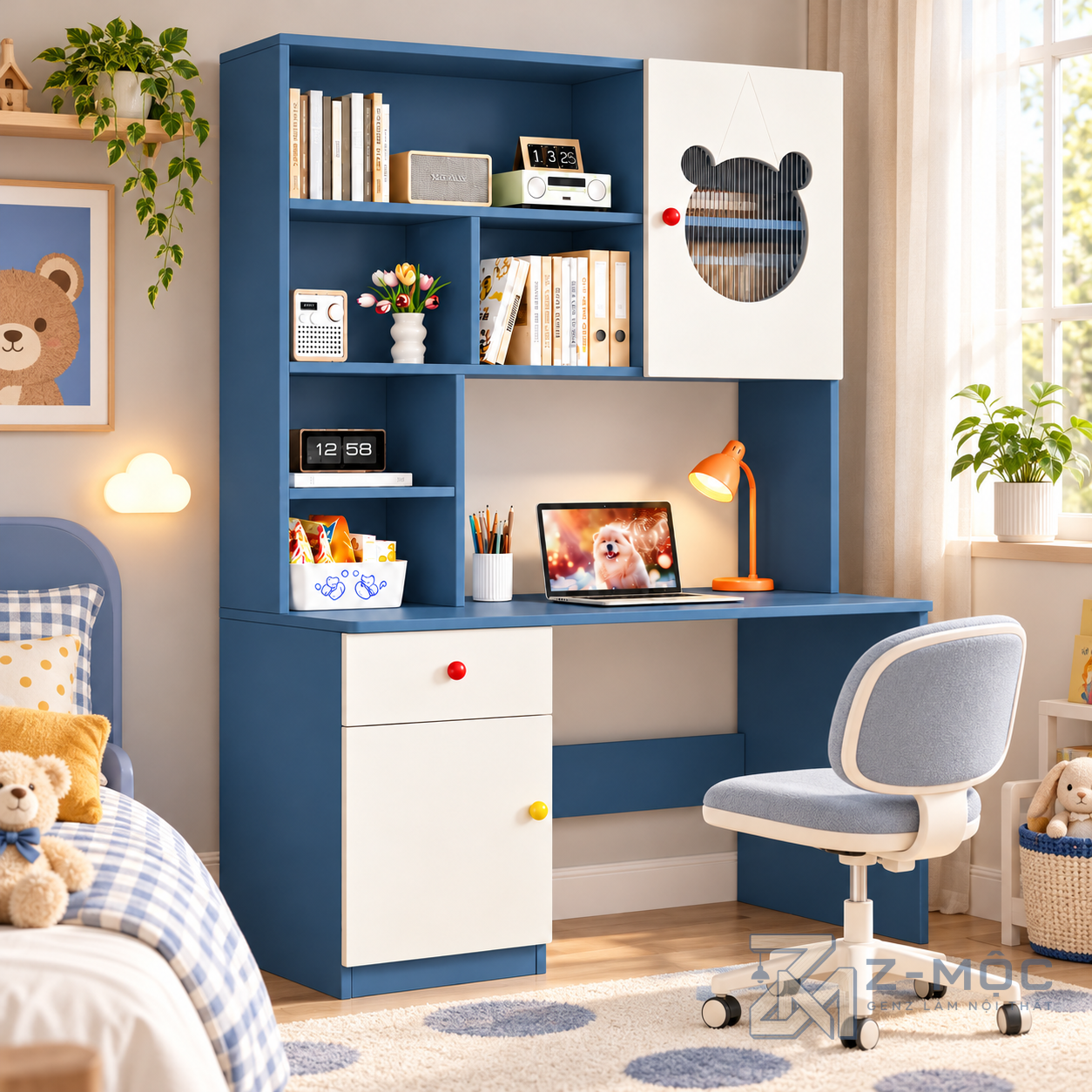 Bàn Học Liền Giá Sách Cánh Tủ Hình Gấu Xinh Xắn ZM-70094 - ảnh chi tiết 8
