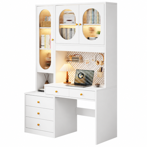 Bàn Học Liền Tủ Kính Có Bảng Treo Đồ ZM-70089 - 1200x600x1800mm - ZM-70089.1